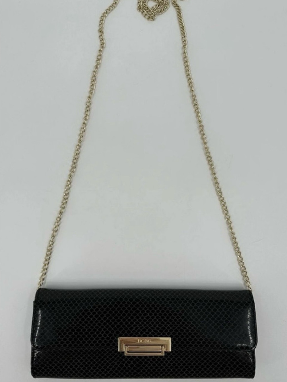BCBG Generation Carlie Clutch BLACK Snake Print Purse Crossbody